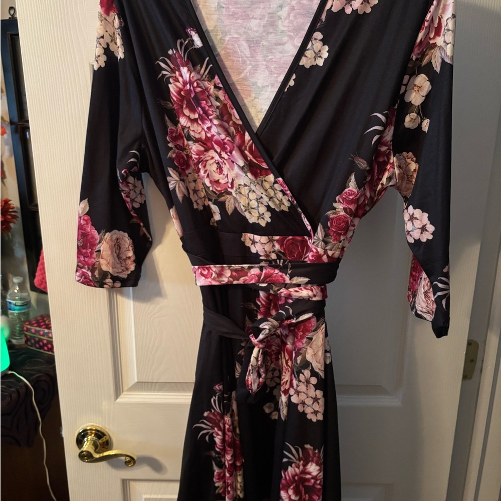 Floral Wrap Dress with Belt
